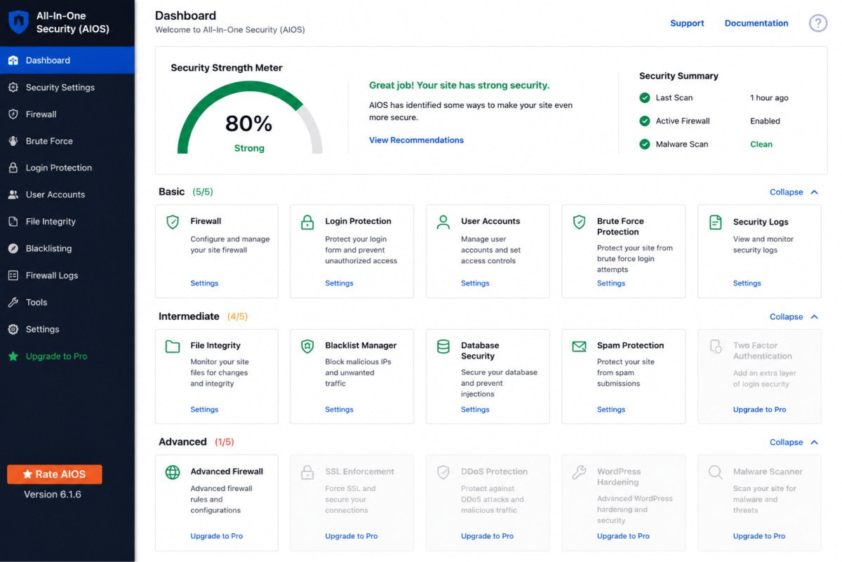 All-In-One Security (AIOS) Review 2026: Check Your Server First 1 AIOS Security Dashboard Overview