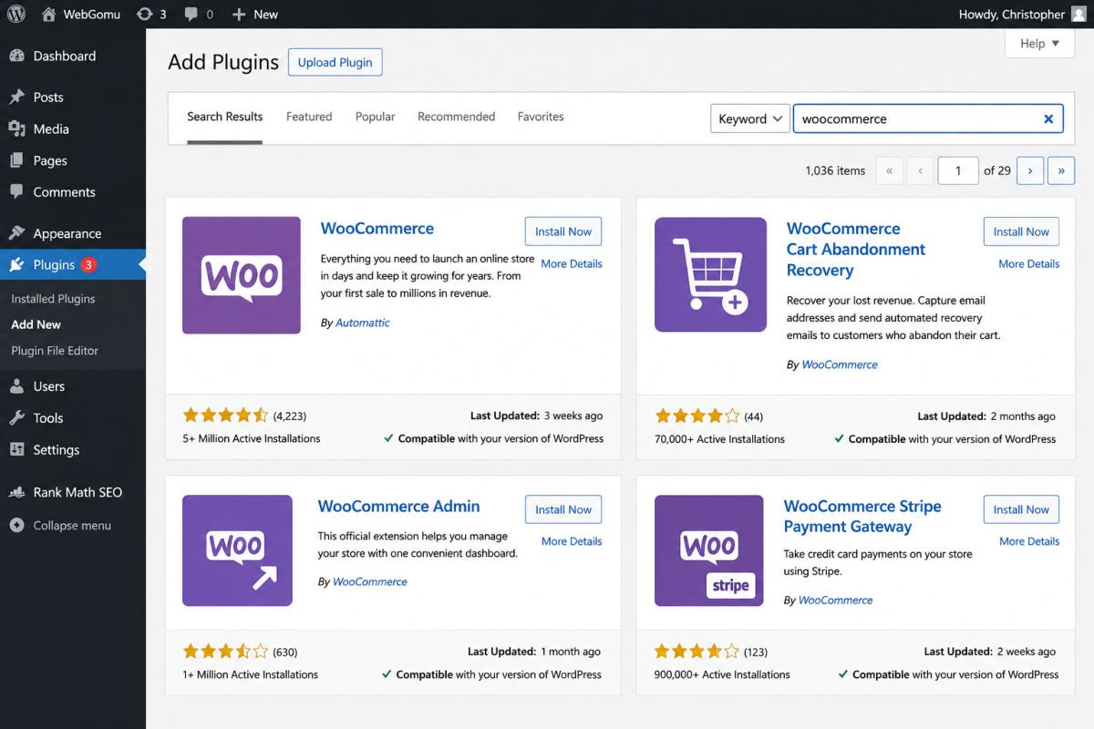 How to Start an Online Store with WooCommerce (2026 Guide) 2 Adding WooCommerce plugins to WordPress
