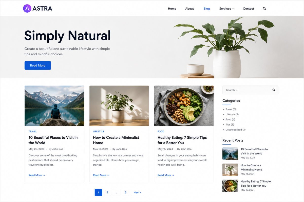 Astral Modern and minimal WordPress blog layout