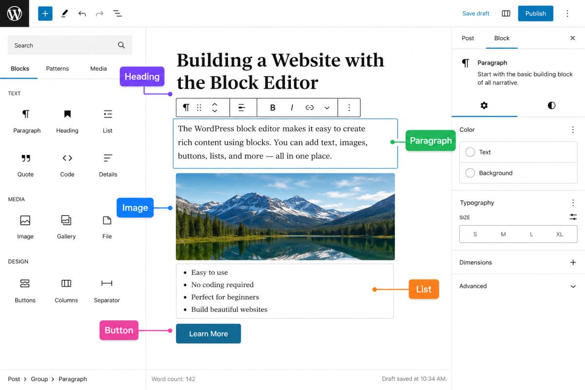 Gutenberg Block Editor Tutorial for Beginners 2 Building a Website with the Block editor
