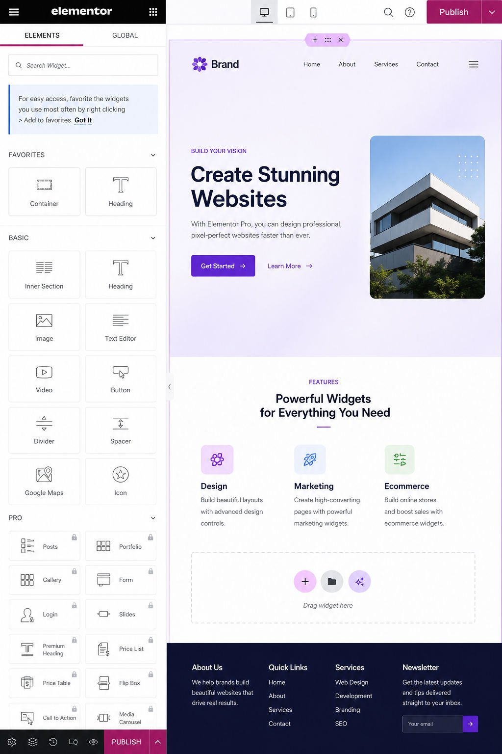 Elementor vs Gutenberg: Which Page Builder Should You Use? 3 Elementor Pro widget panel showing the range of available design widgets