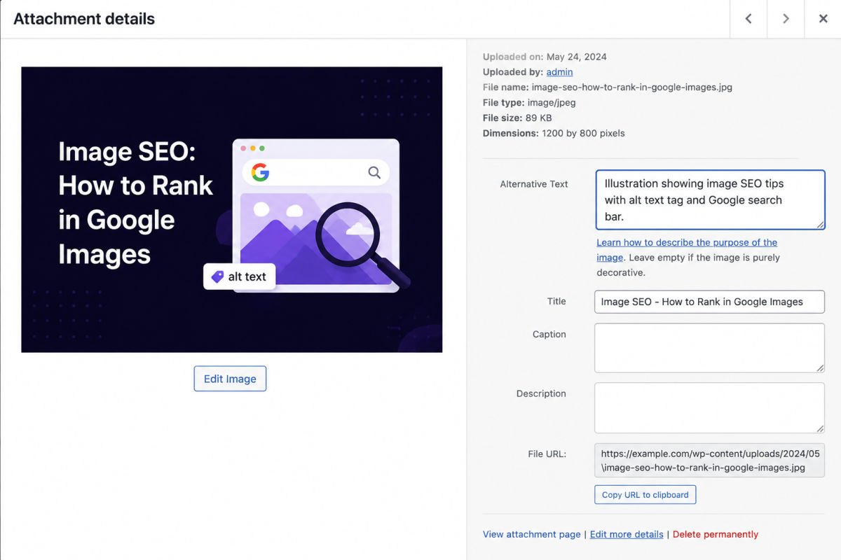 Image SEO: How to Rank in Google Images 3 Image SEO settings in WordPress