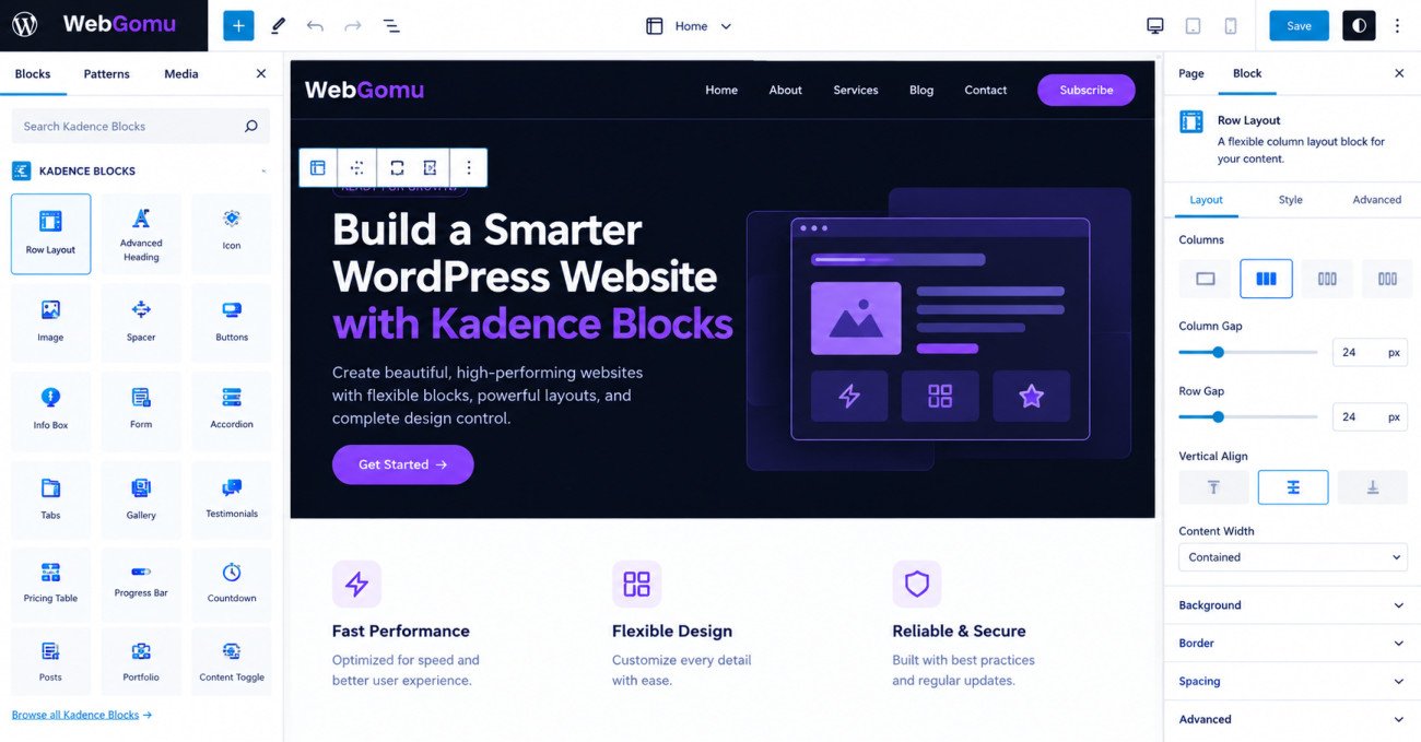 Best Free Alternatives to Elementor Pro (2026) 2 Kadence Blocks screenshot