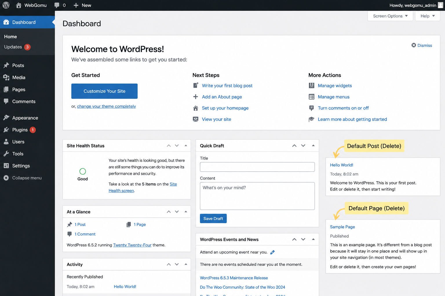 How to Install WordPress: The Complete Beginner's Guide (2026) 8 WordPress Dashboard
