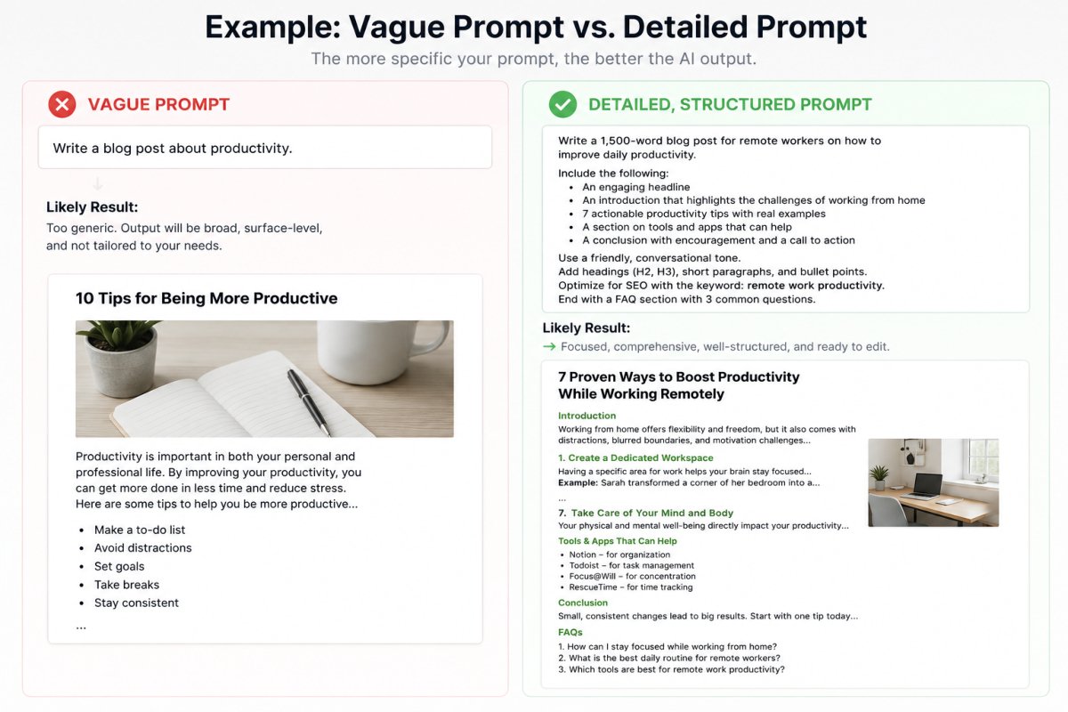 Vague vs detailed prompt comparison