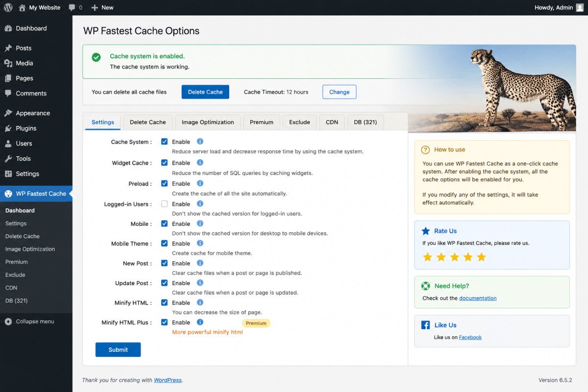 WP Fastest Cache Dashboard