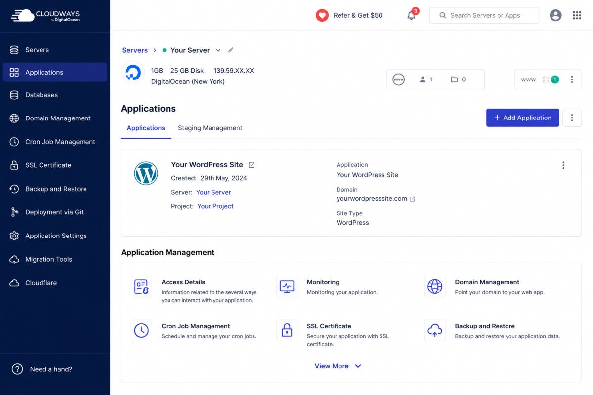 Cloudways Review 2026: What You're Really Paying For 1 WordPress Cloud Dashboard Interface