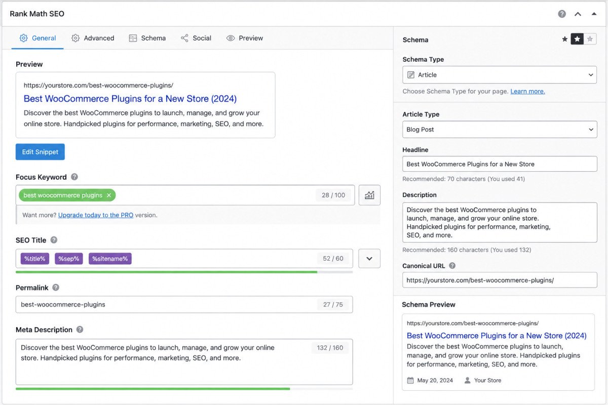 woocommerce Rank Math SEO