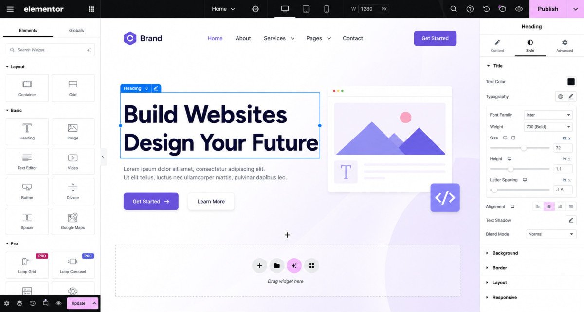 Elementor Landing Page Editor Interface