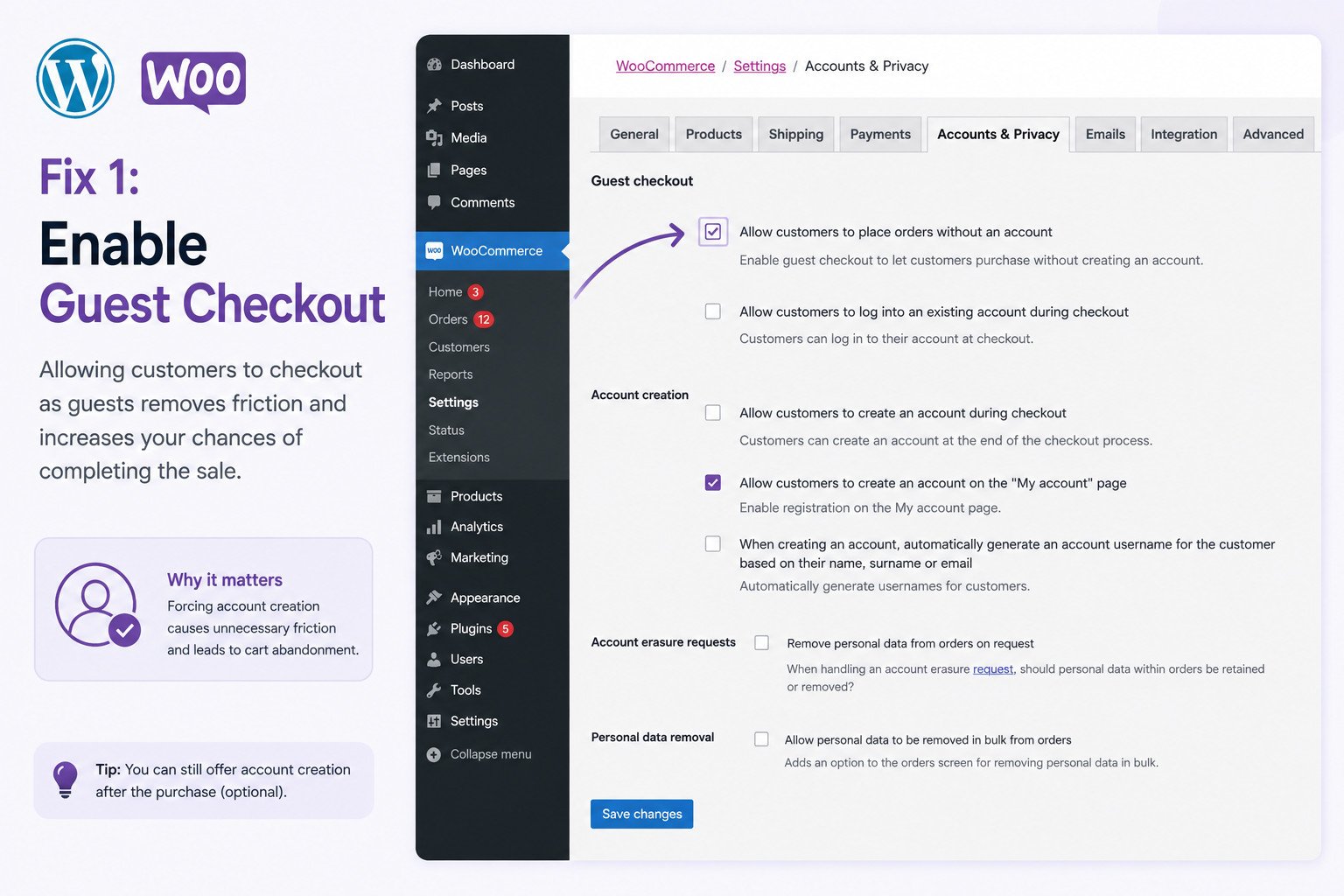 WooCommerce Checkout Optimization: Reduce Cart Abandonment 2 Enable Guest Checkout Guide