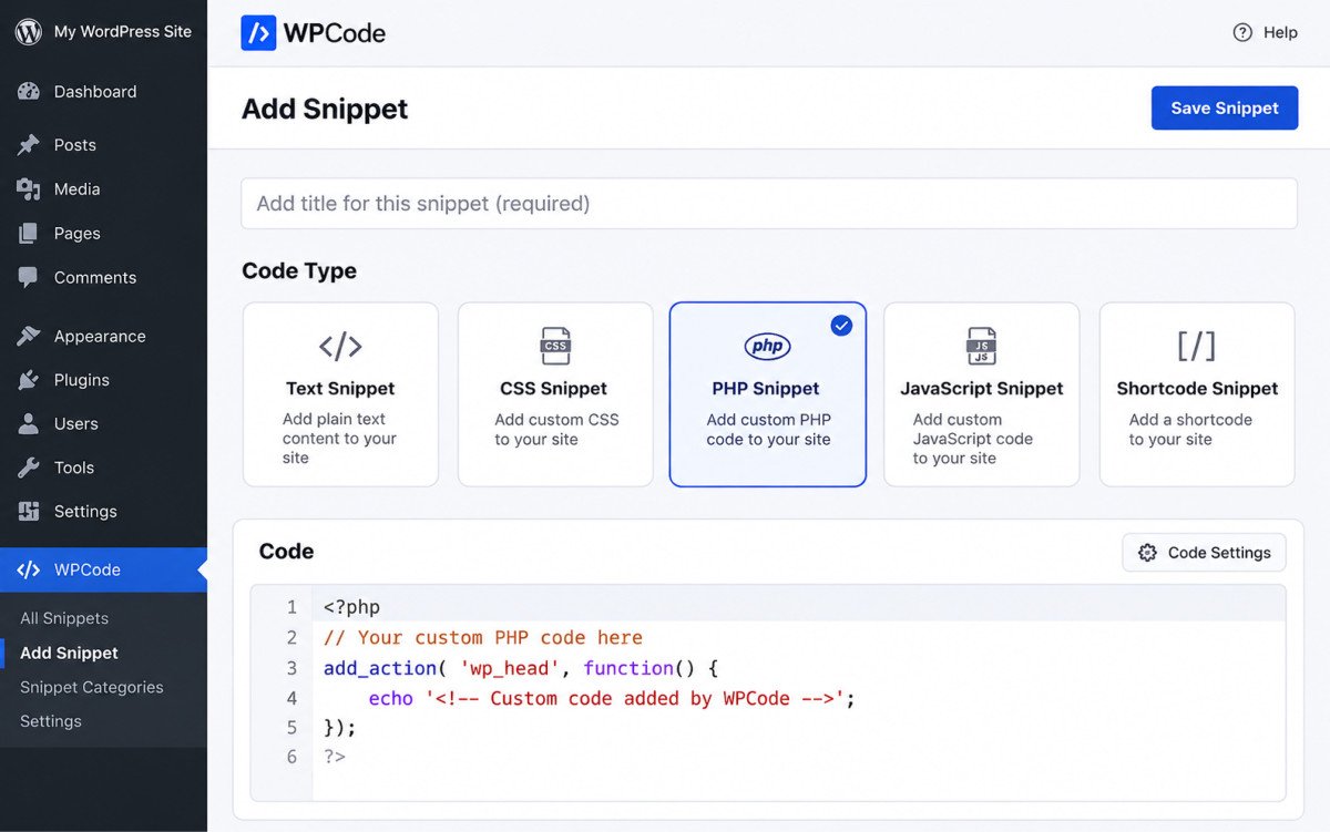 How to Create a Custom WordPress Shortcode (Safely) 2 WPCode PHP Snippet Editor
