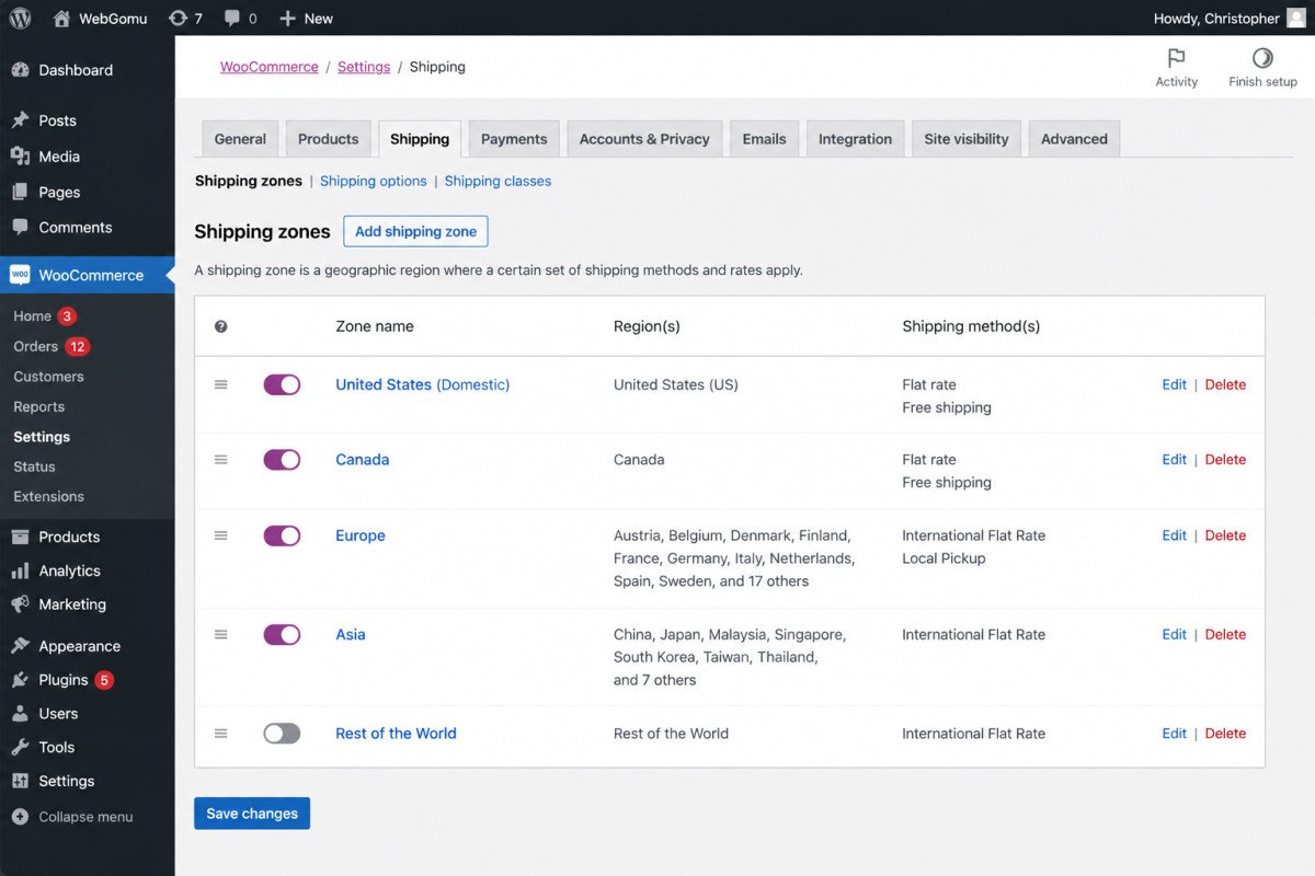 WooCommerce Shipping Setup: Zones, Methods & Rates (2026) 2 Woocommerce shipping dashboard
