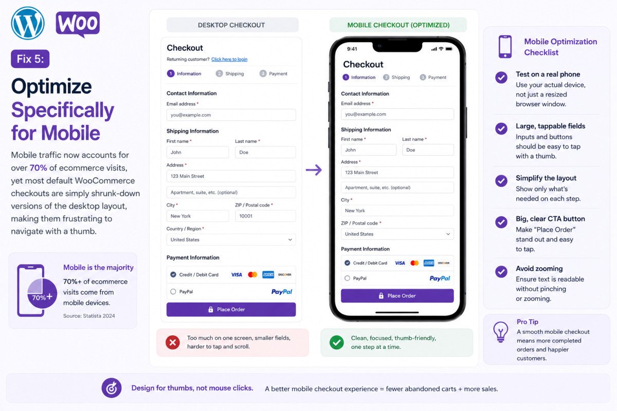 WooCommerce Checkout Optimization: Reduce Cart Abandonment 6 woocommerce Mobile Checkout Optimization Guide